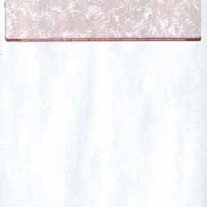 An envelope in white color with a striking red border design.