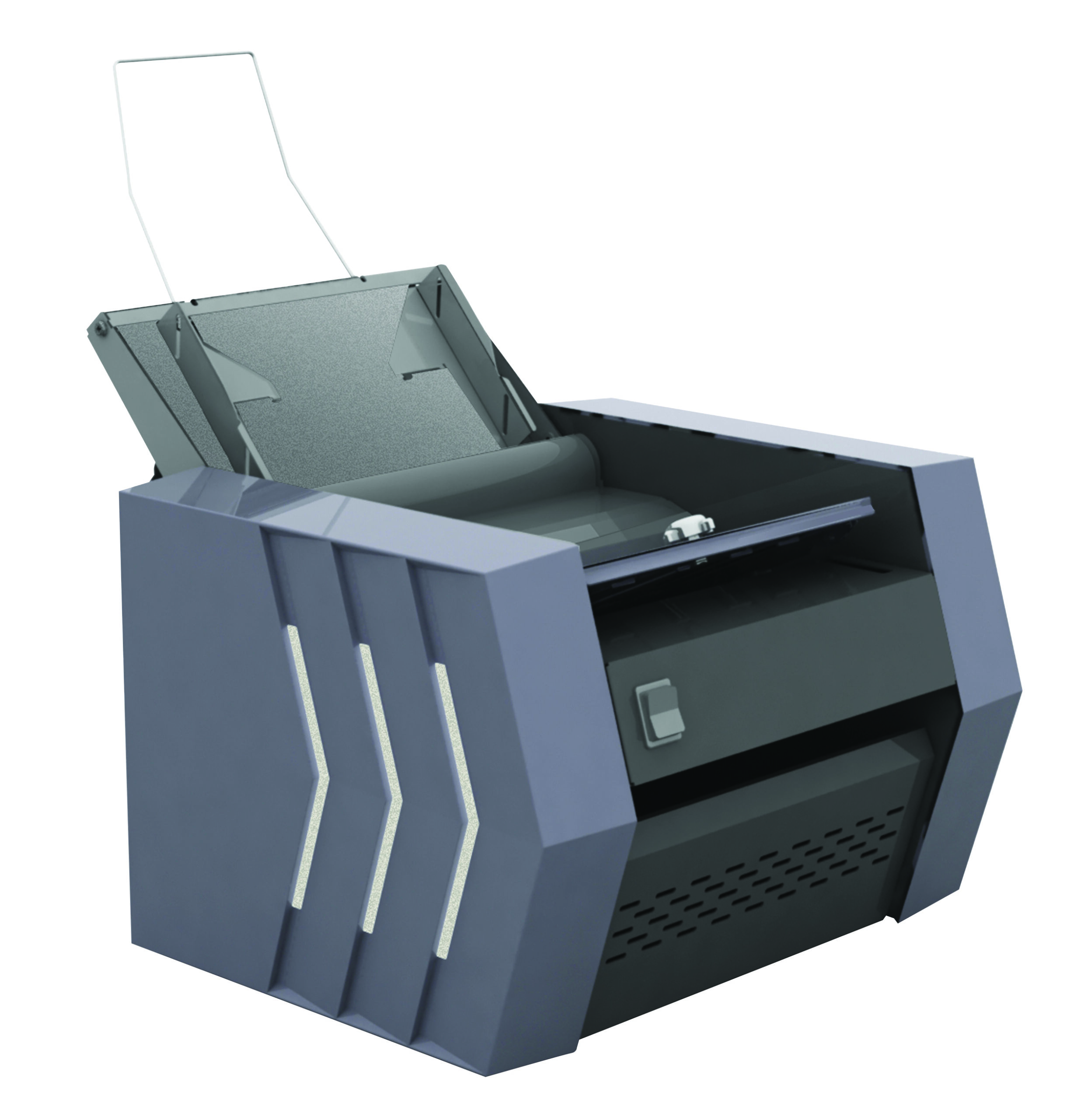 A printer featuring a paper tray located on its upper section for easy access.