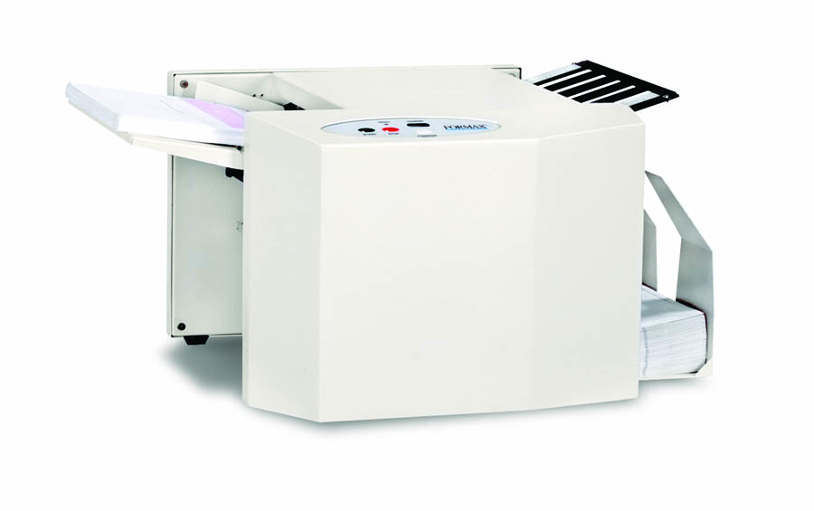 A white paper cutter on a plain white background, showcasing its sleek design and functionality.