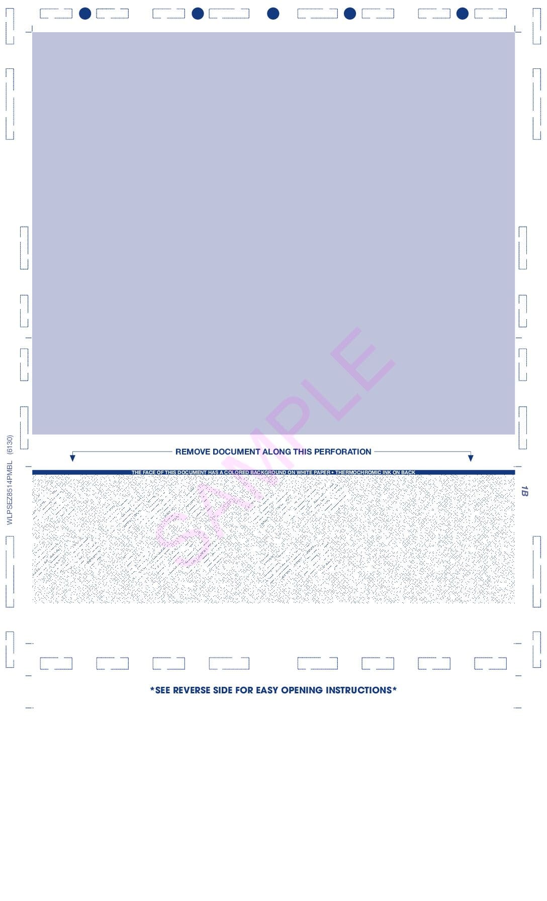 111 PRESSURE SEAL Check Blue 8 1/2 X 14 EZ-Fold WLPSEZSTK14