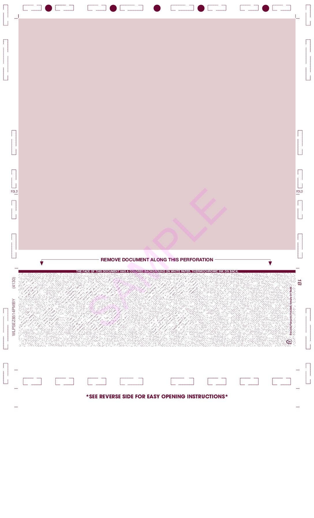 111 PRESSURE SEAL Check Burgundy 8 1/2 X 14 EZ-Fold WLPSEZSTK14VBY