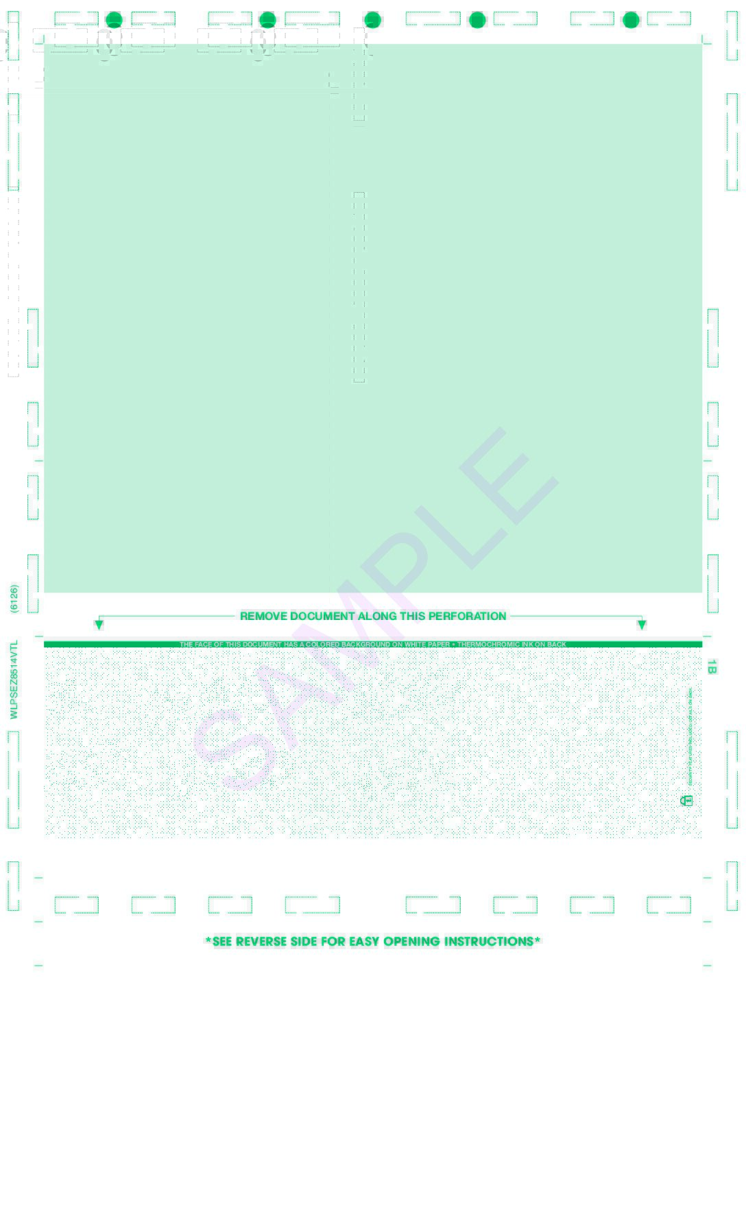 PRESSURE SEAL Check Teal 8 1/2 X 14 EZ-Fold WLPSEZSTK14VTL