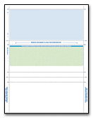 A blank checkbook featuring a blue border, lying flat on a surface.
